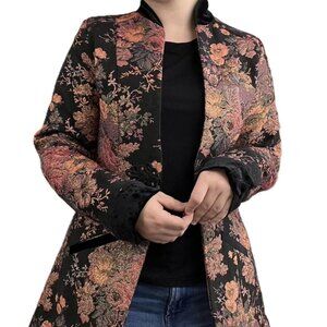Soft Surroundings Jacquard Jacket Blazer 1X 18 20 Plus Westbury Garden Black